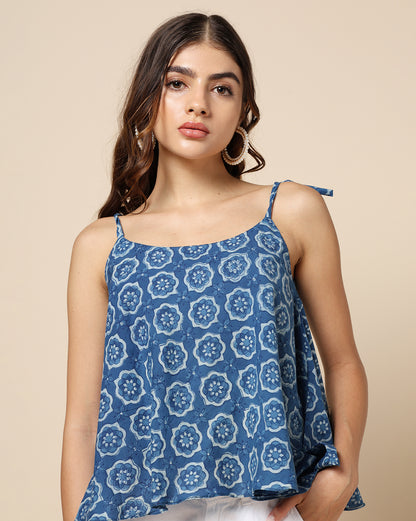 Indigo Dyed Dabu Hand Block Printed Top