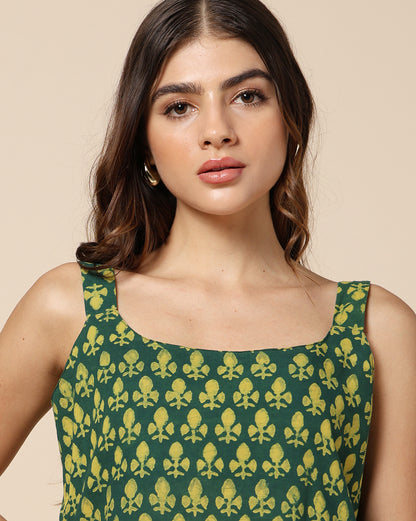 Natural Dyed Hand Block Printed Short Dress (Skater or Spaghetti)
