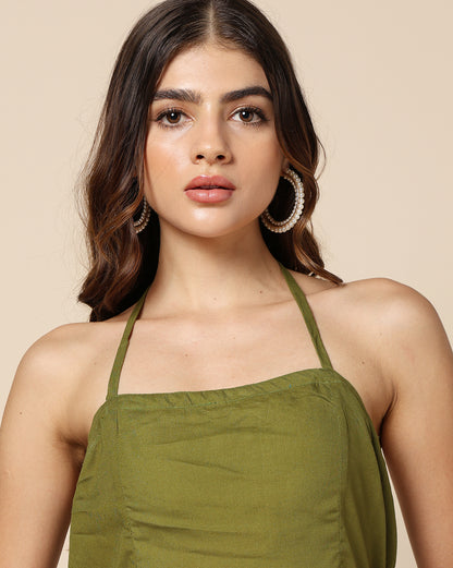Dyed Short Dress Olive