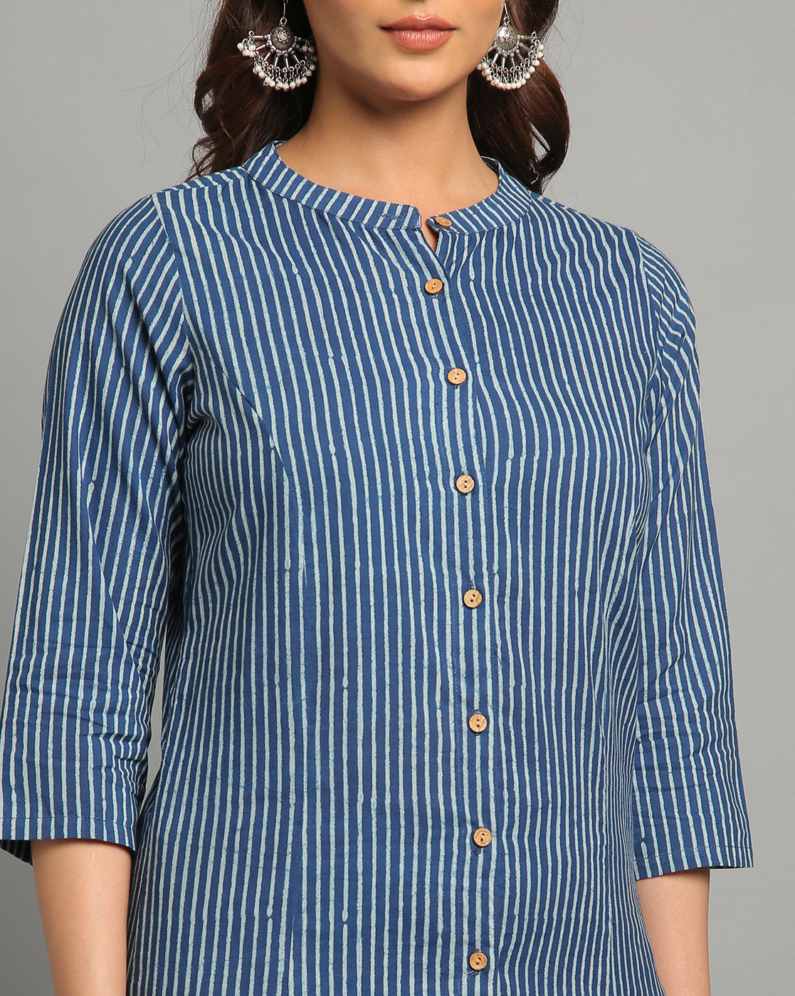 Indigo Dyed Dabu Hand Block Printed Long Kurta