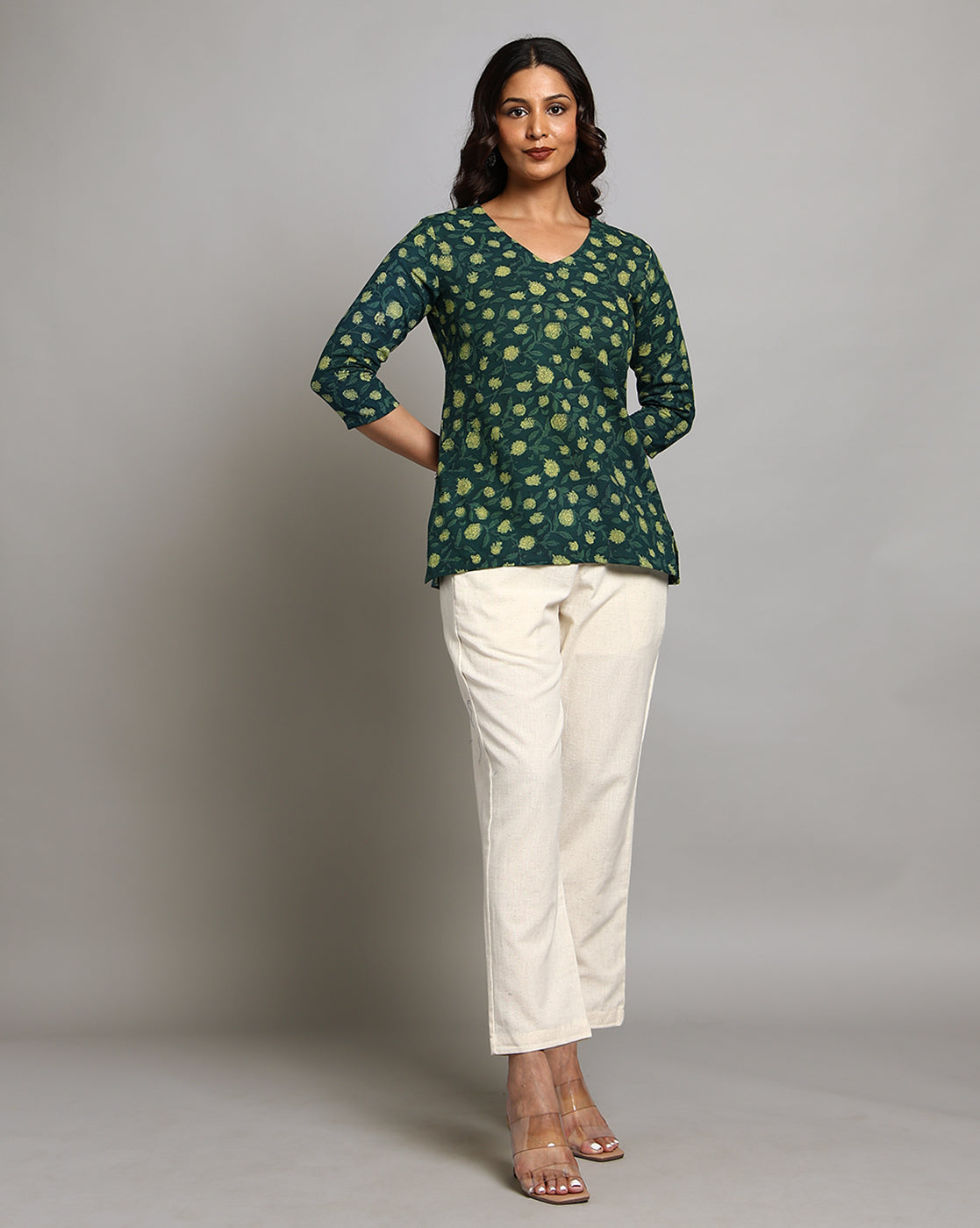 Indigo Nashpal Dyed and Dabu Printed Top
