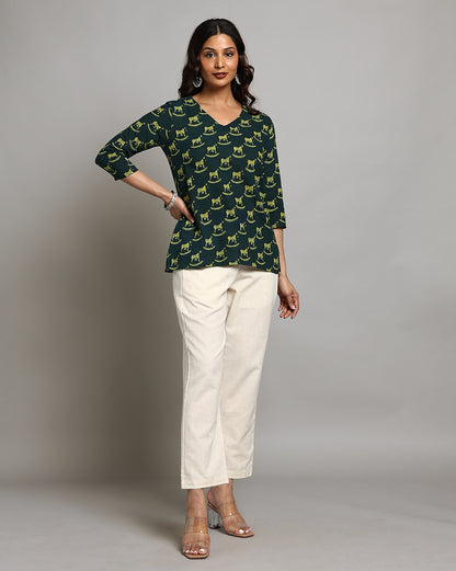 Indigo Nashpal Dyed and Dabu Printed Top