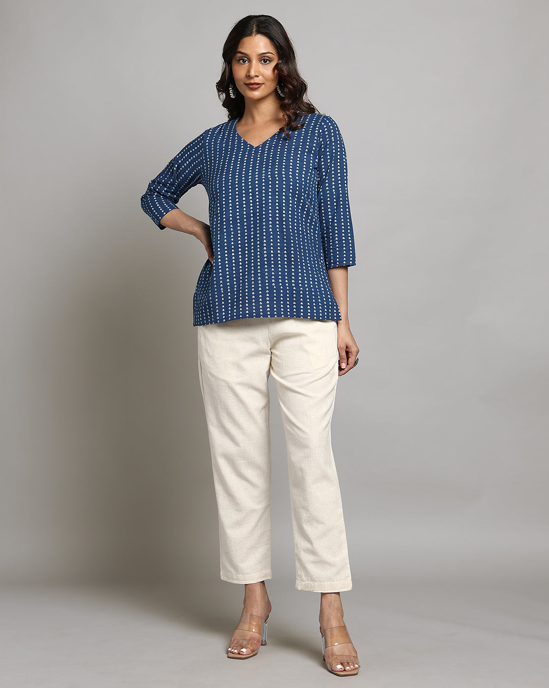 Indigo Dyed and Dabu Printed Top