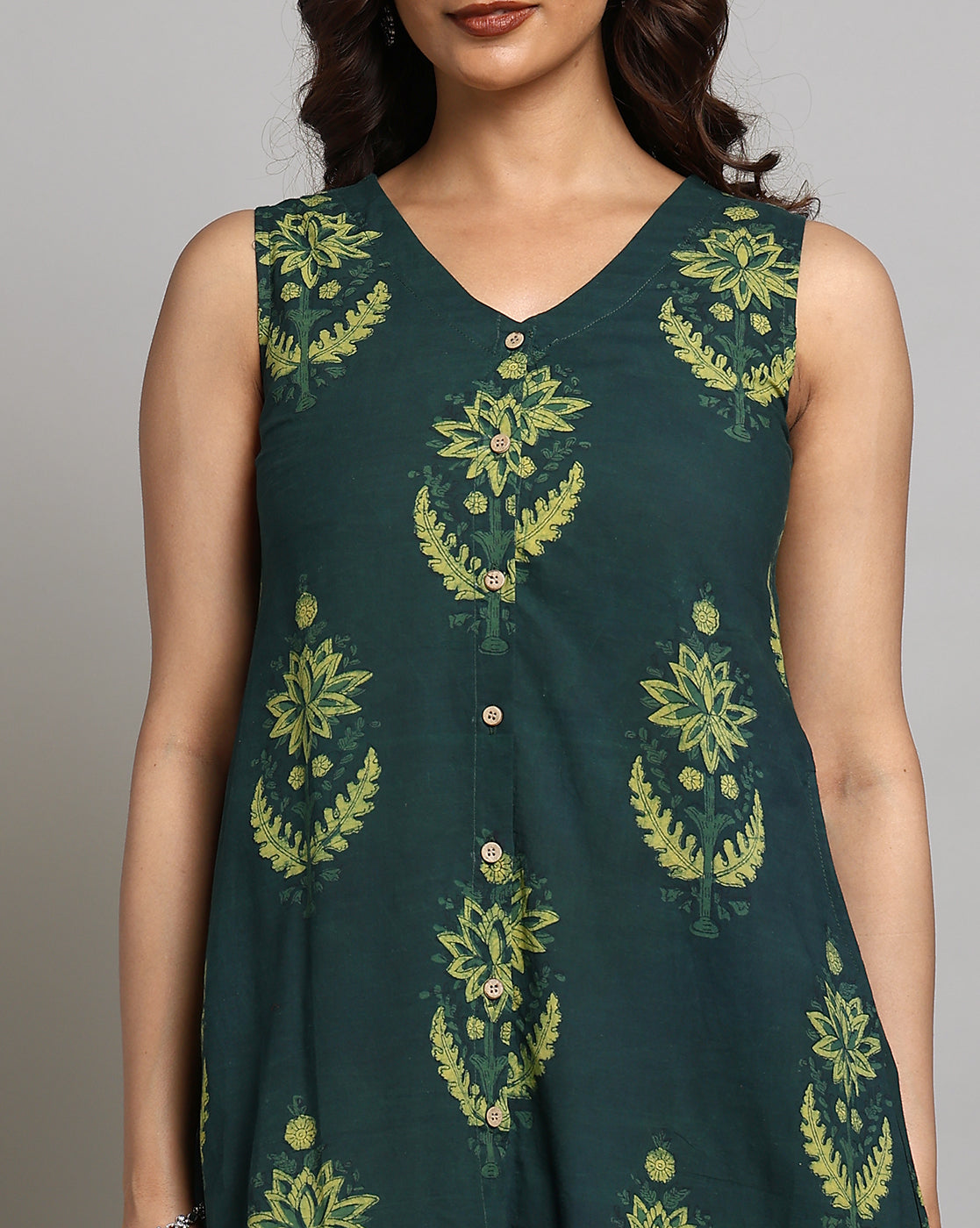 Indigo Nashpal Dyed Dabu Printed Sleeveless Dress