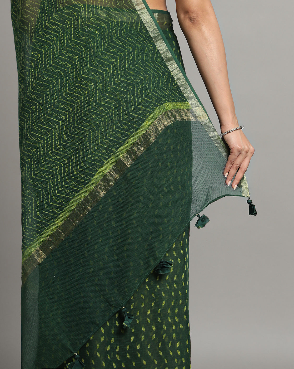 Natural Indigo Dyed Dabu Hand Block Printed Kota Doriya Saree