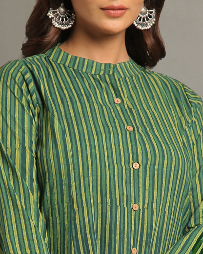 Indigo Nashpal Dyed Dabu Hand Block Printed Long Kurta
