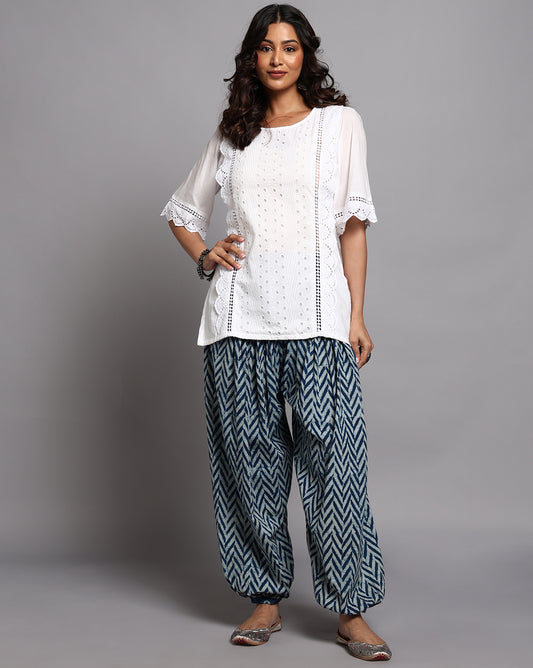 Indigo Dyed Dabu Printed Salwar