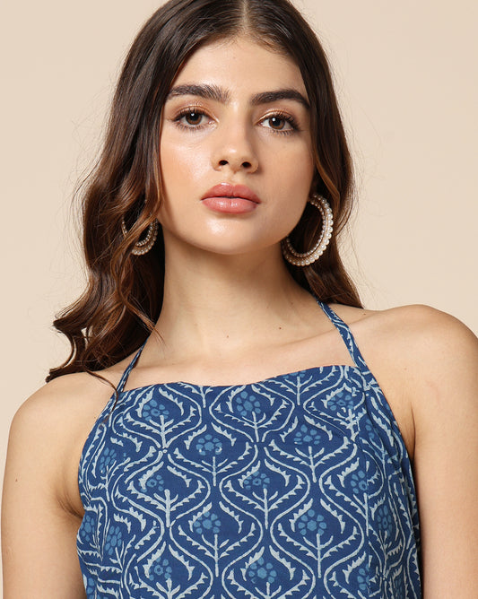 Natural Dyed Hand Block Printed Short Dress (Skater or Spaghetti)