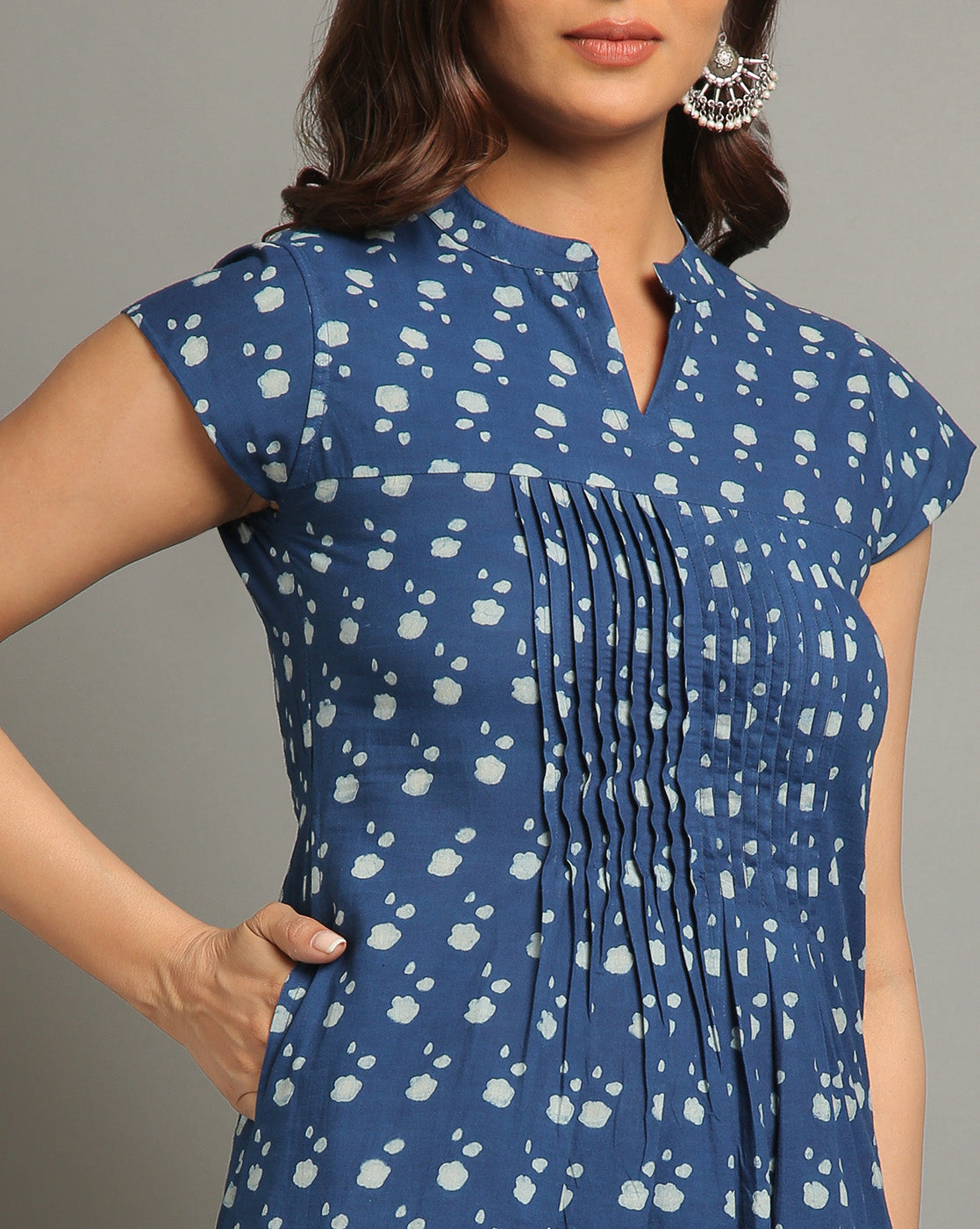 Indigo Dyed Dabu Hand Block Printed Long Kurta