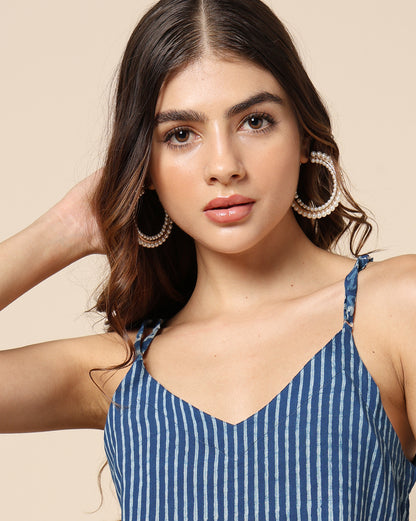 Indigo Dyed Dabu Hand Block Printed Top