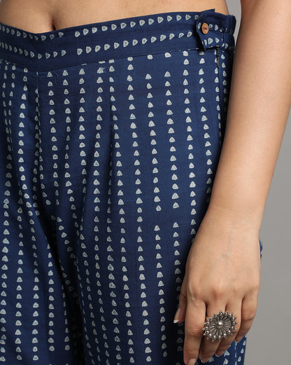 Indigo Dyed Dabu Printed Triangle Pant