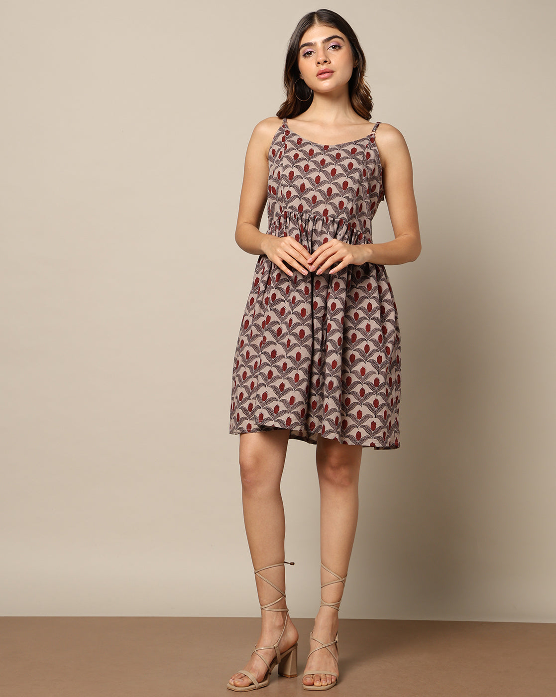 Hand Block Print Spaghetti Dress