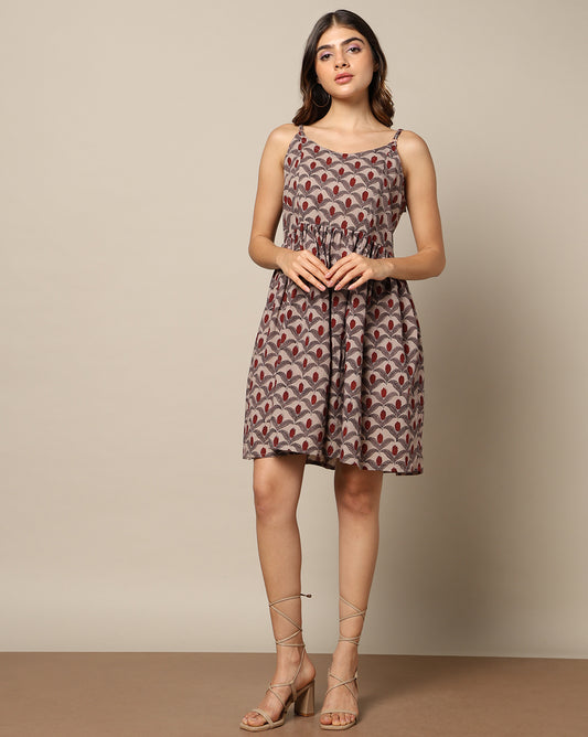 Hand Block Print Spaghetti Dress