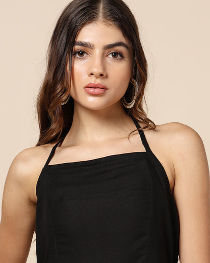 Black Dyed Skater Dress Black