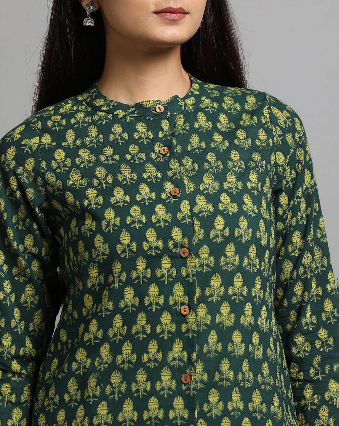 Indigo Nashpal Dyed Dabu Hand Block Printed Long Kurta
