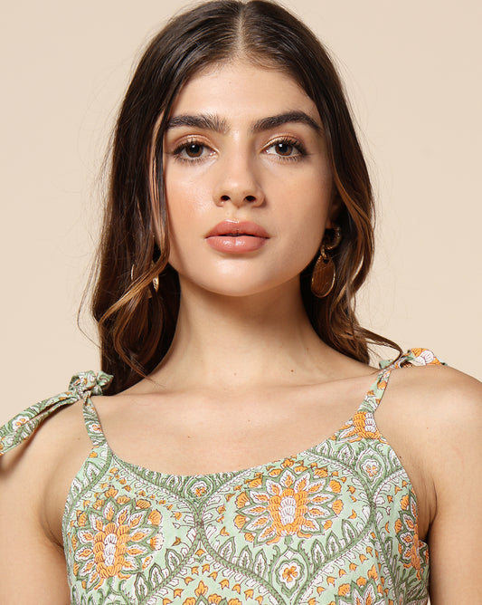 Natural Dyed Hand Block Printed Short Dress (Skater or Spaghetti)