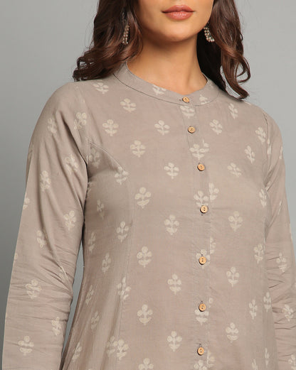 Indigo Kashish Dyed Dabu Hand Block Printed Long Kurta