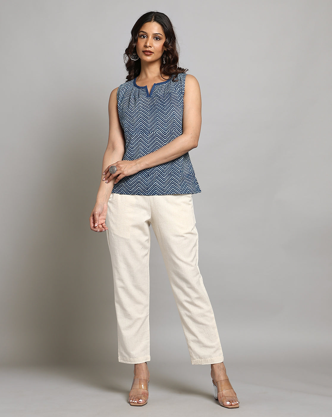 Indigo Dyed and Dabu Printed Top