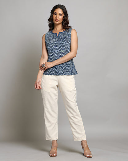 Indigo Dyed and Dabu Printed Top