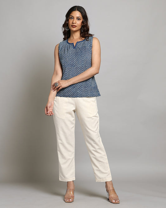 Indigo Dyed and Dabu Printed Top