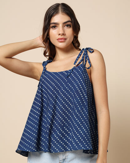 Indigo Dyed Dabu Hand Block Printed Top