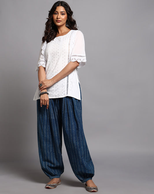 Indigo Dyed Dabu Printed Salwar