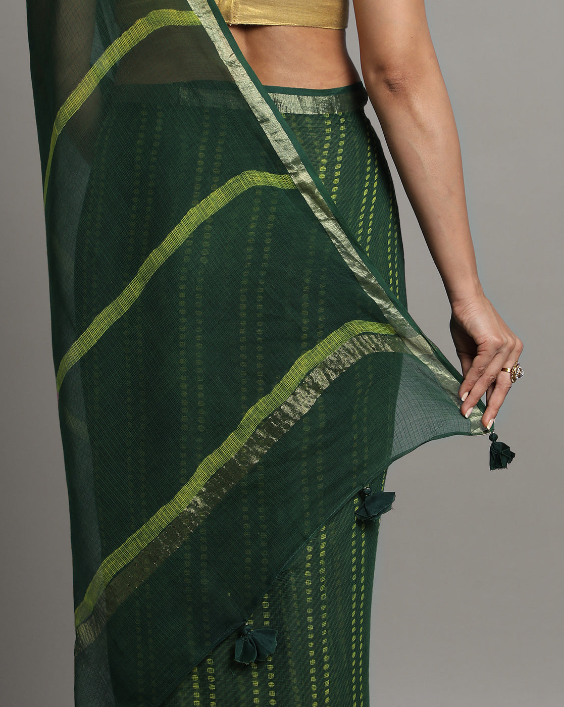 Natural Indigo Dyed Dabu Hand Block Printed Kota Doriya Saree