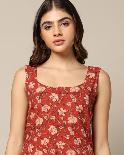 Hand Block Printed A Line Short Dress