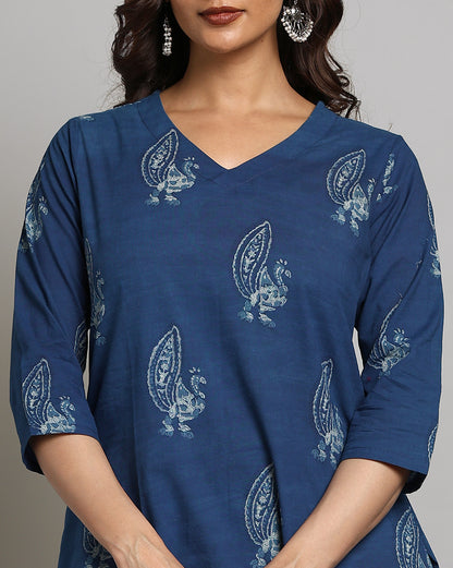 Indigo Dyed and Dabu Printed Top