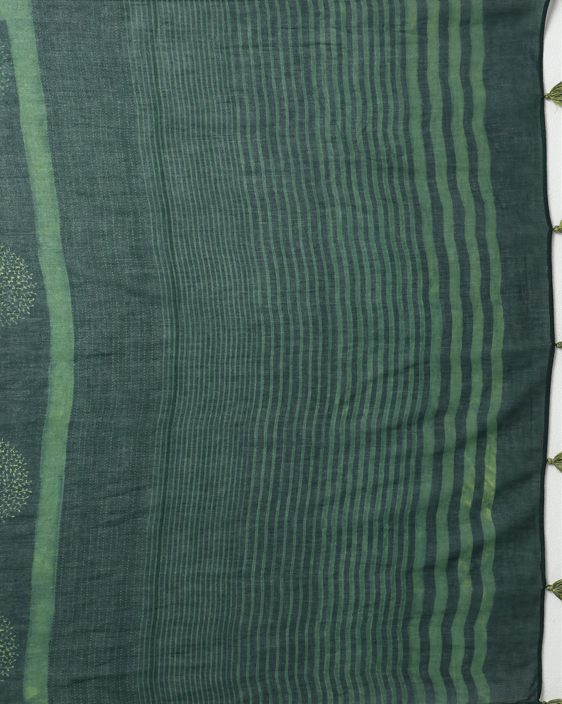 Natural Indigo Dyed Dabu Hand Block Printed Cotton Saree