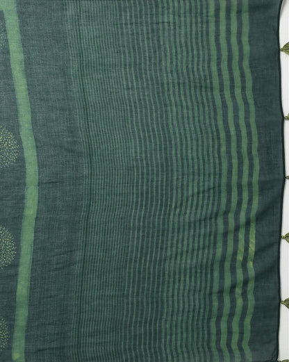 Natural Indigo Dyed Dabu Hand Block Printed Cotton Saree