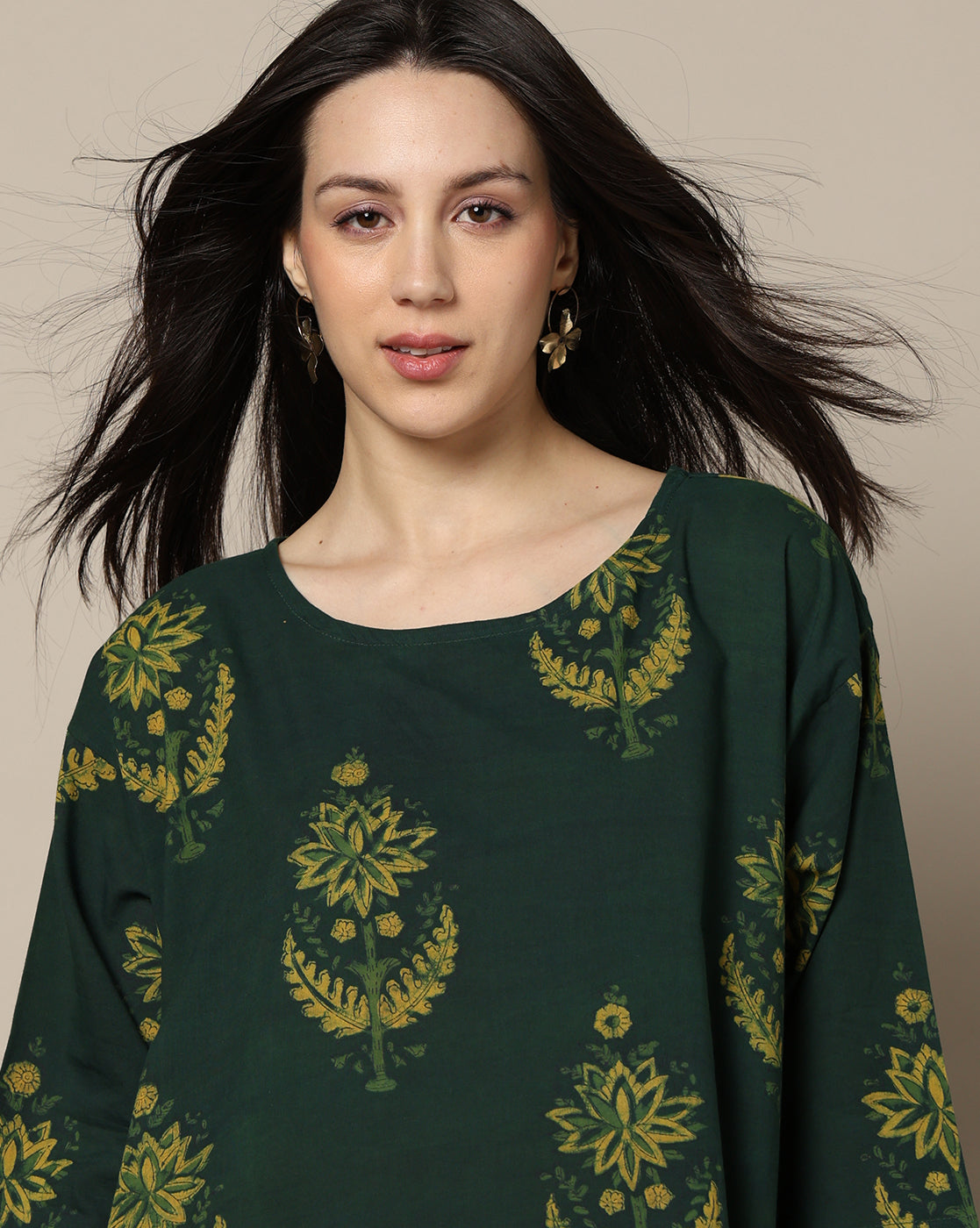 Indigo Nashpal Dyed Hand Block Printed Free Size Dress
