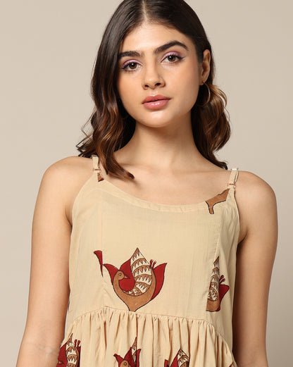 Hand Block Print Spaghetti Dress
