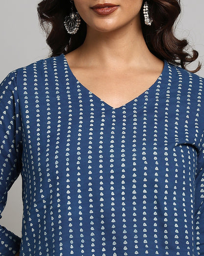 Indigo Dyed and Dabu Printed Top