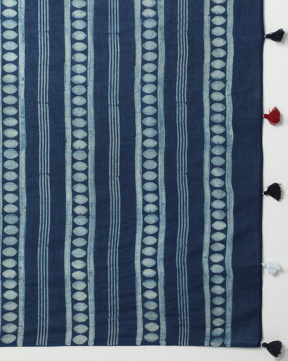 Natural Indigo Dyed Dabu Hand Block Printed Cotton Saree
