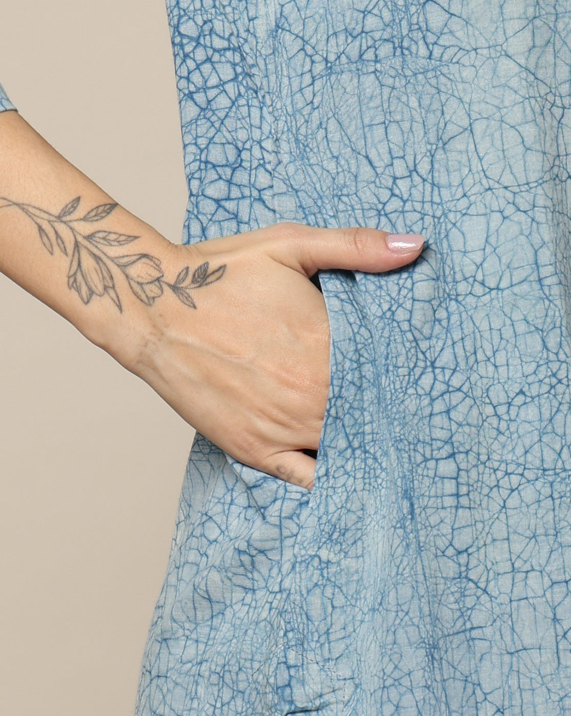 Indigo Dyed Dabu Hand Block Printed Long Kurta