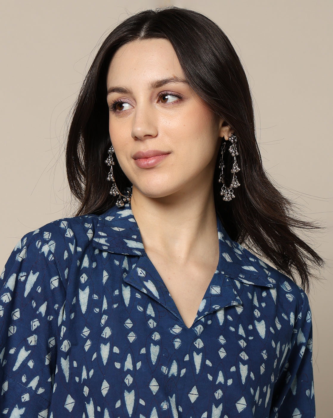 Indigo Dyed Dabu Hand Block Printed Long Dress