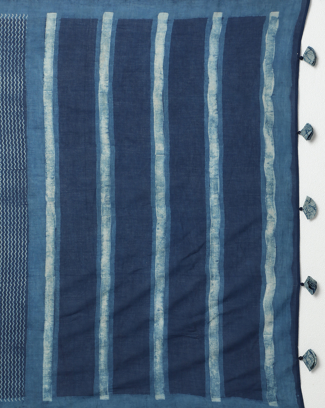 Natural Indigo Dyed Dabu Hand Block Printed Cotton Saree