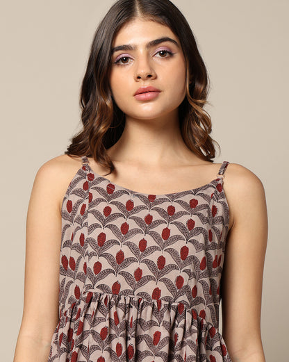 Hand Block Print Spaghetti Dress