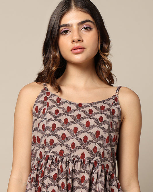 Hand Block Print Spaghetti Dress