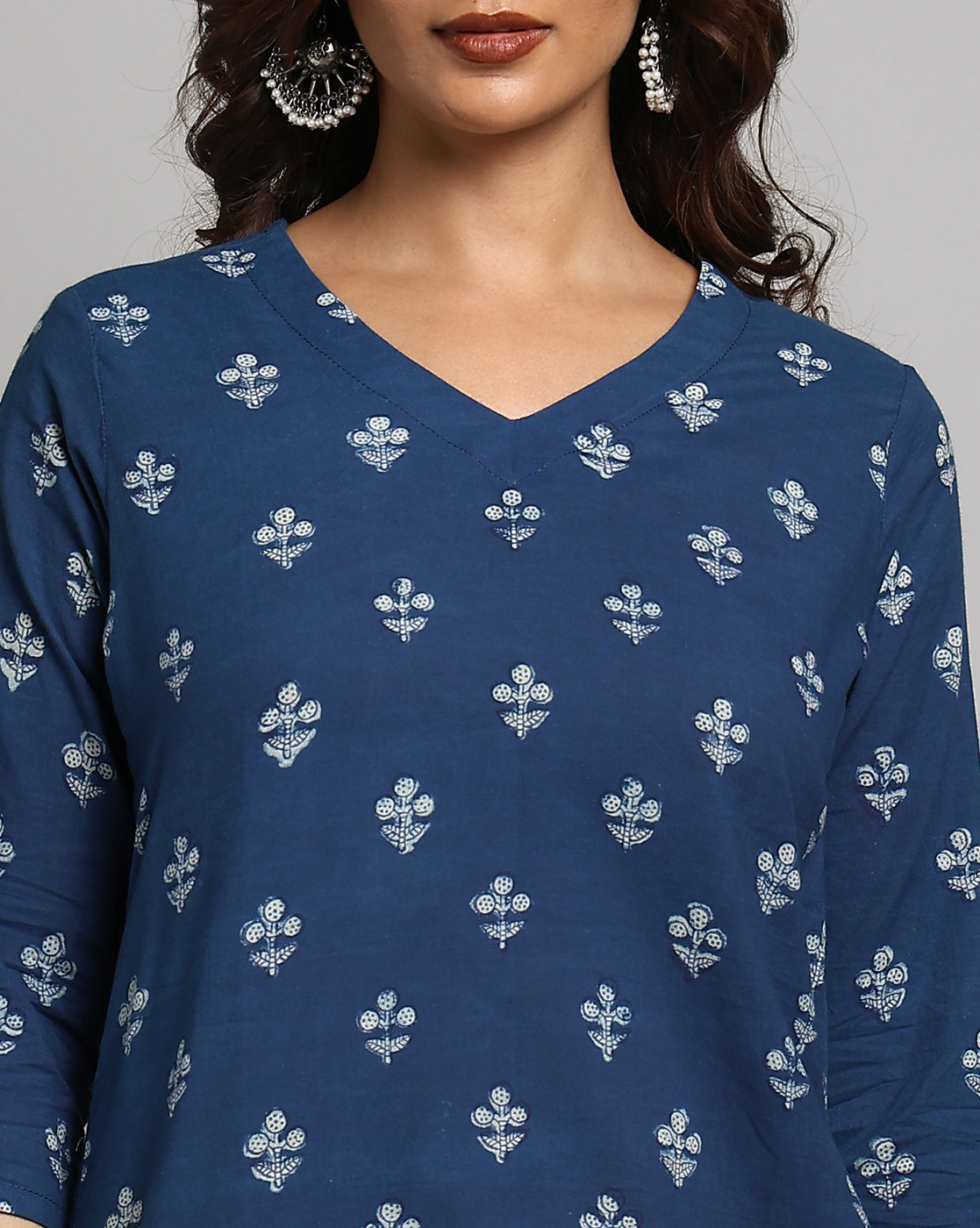Indigo Dyed and Dabu Printed Top