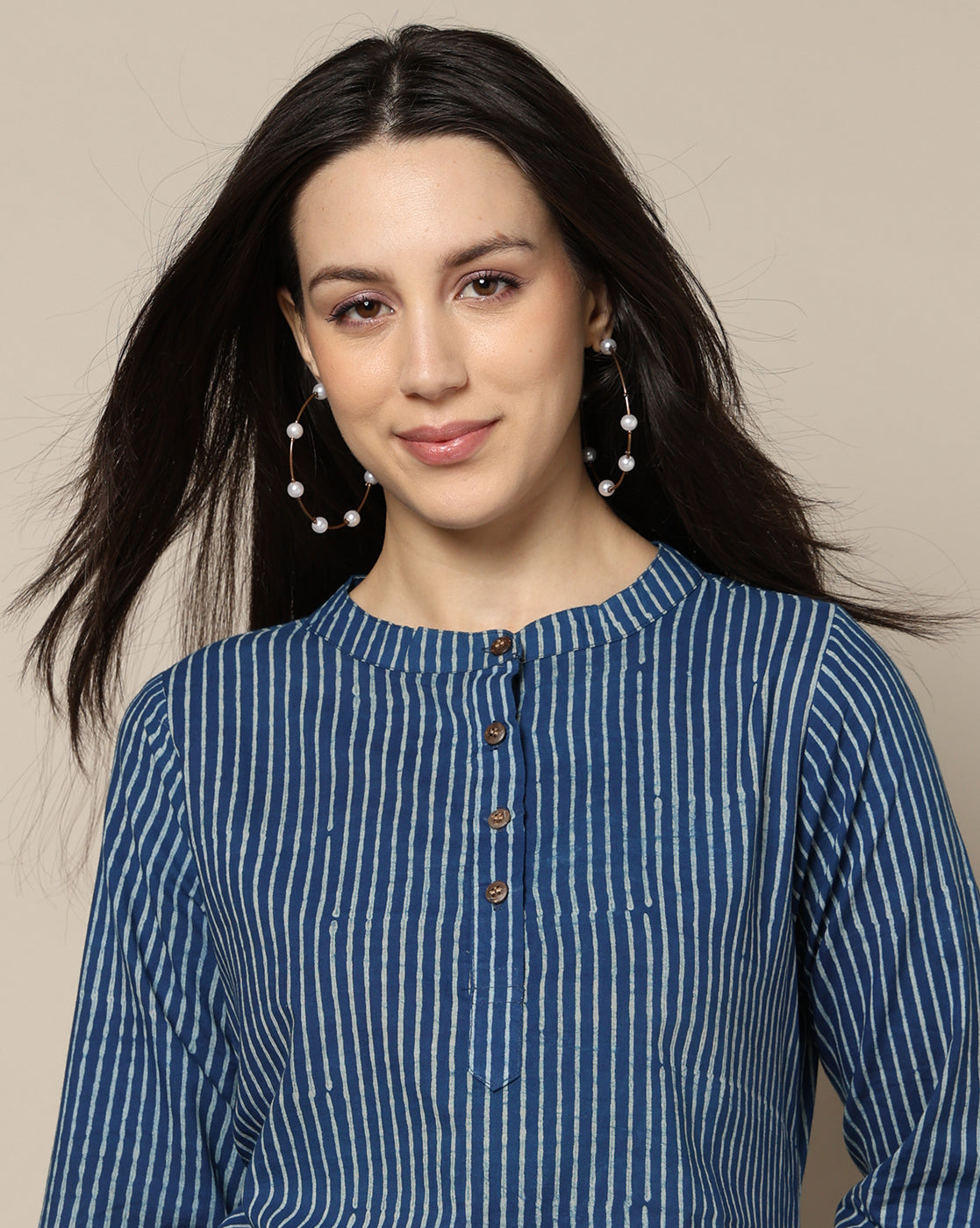 Indigo Dyed Dabu Hand Block Printed Long Kurta