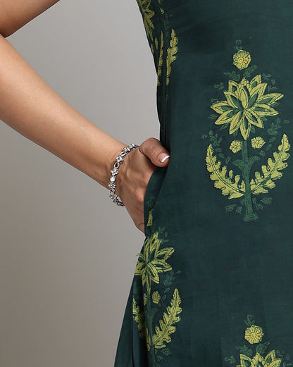 Indigo Nashpal Dyed Dabu Printed Sleeveless Dress