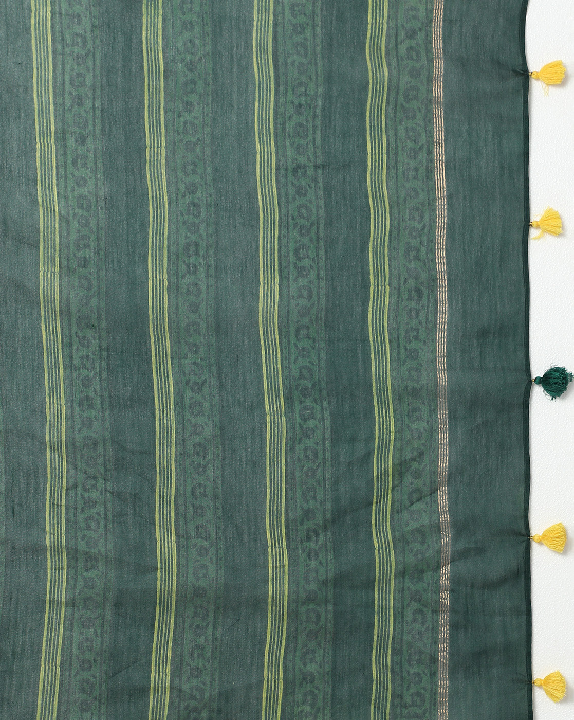 Natural Indigo Dyed Dabu Hand Block Printed Chanderi Saree