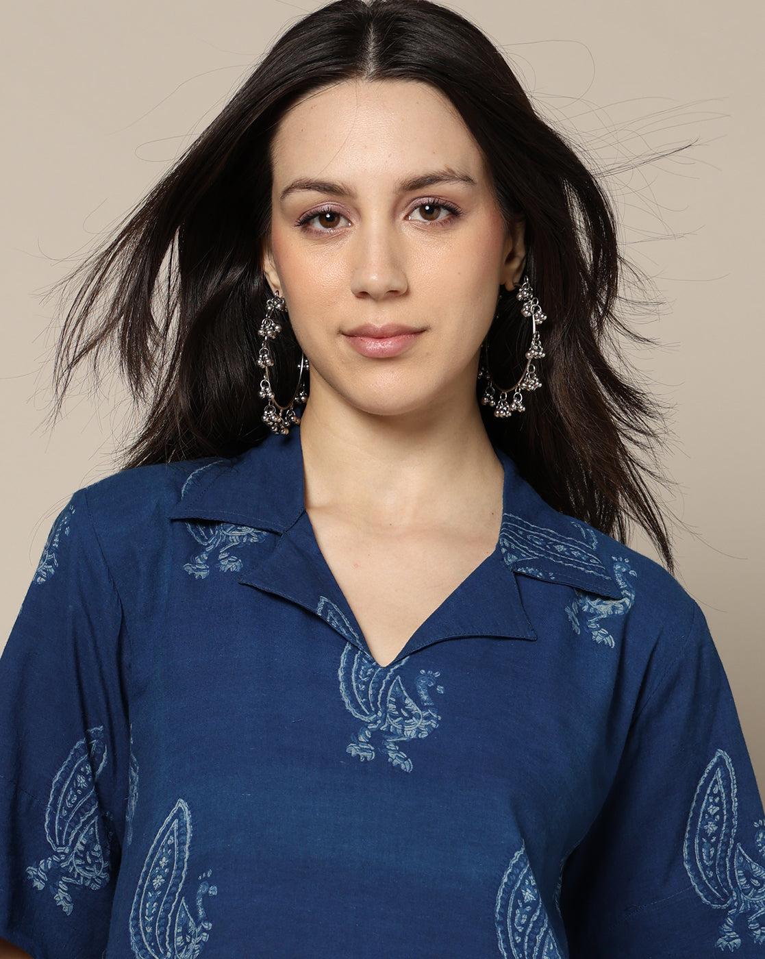 Indigo Dyed Dabu Hand Block Printed Long Dress
