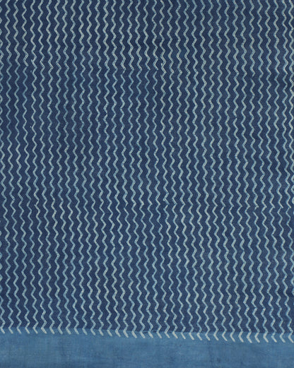 Natural Indigo Dyed Dabu Hand Block Printed Cotton Saree