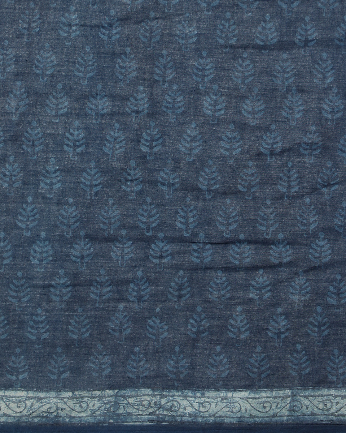 Natural Indigo Dyed Dabu Hand Block Printed Cotton Saree