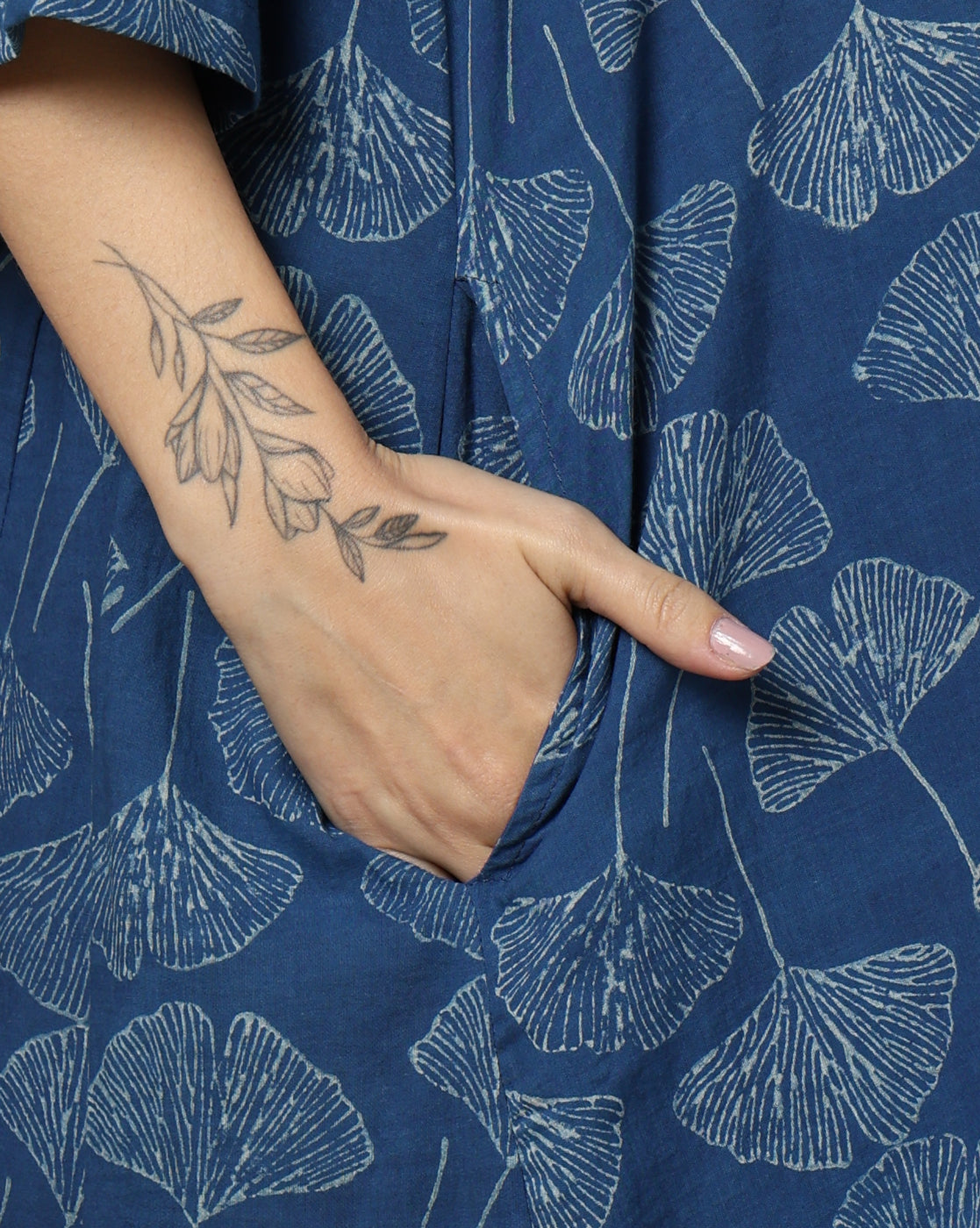 Indigo Dyed Dabu Hand Block Printed Free Size Dress