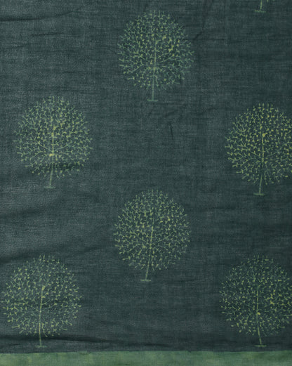 Natural Indigo Dyed Dabu Hand Block Printed Cotton Saree