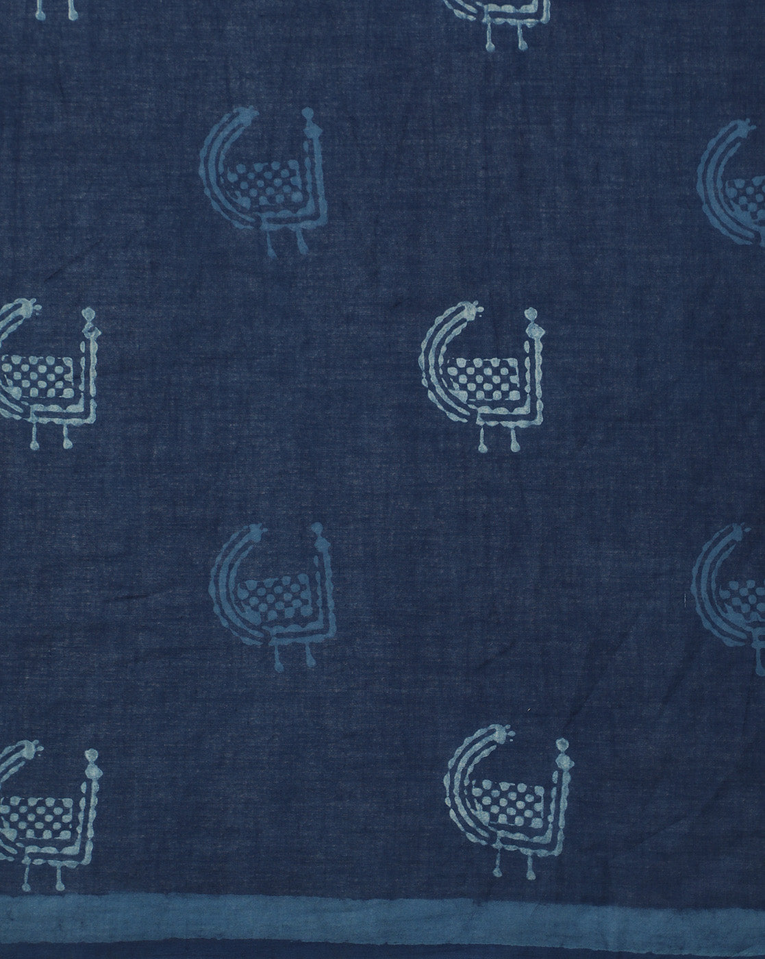 Natural Indigo Dyed Dabu Hand Block Printed Cotton Saree